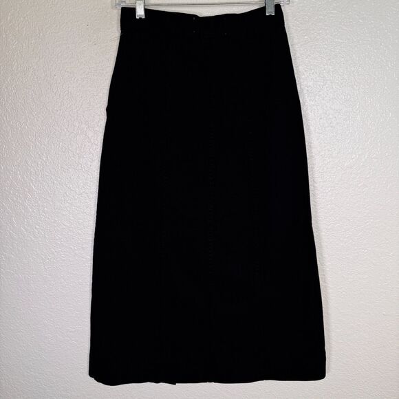 Mara Hoffman Denim Skirt Women 00 Nikita Jean Slit Pencil Midi Black Organic - Picture 2 of 8